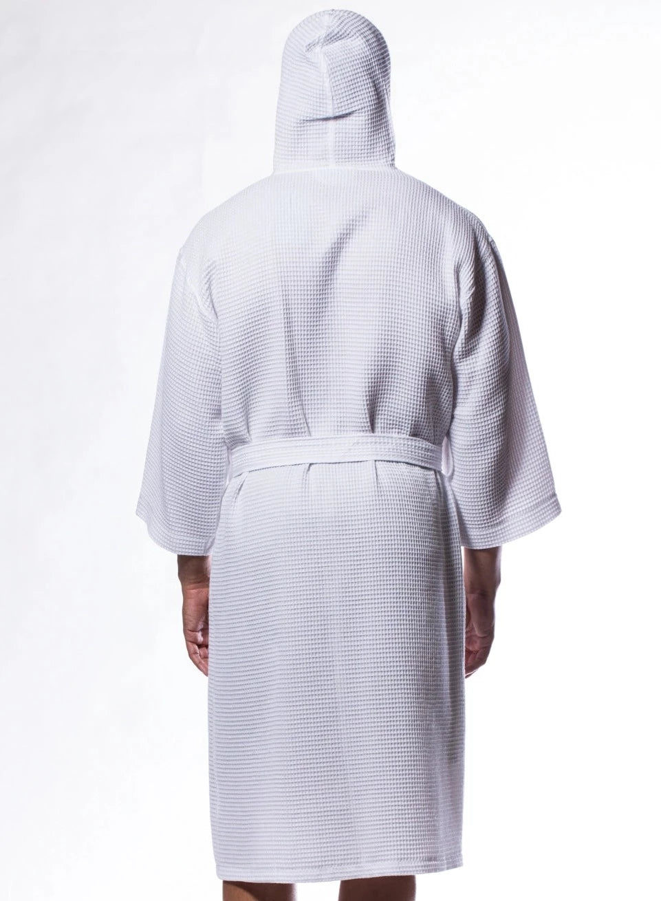 Waffle Hooded Long Square Pattern mens Robe