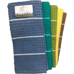 Wholesale 2 Pack Premium waffle stripe Kitchen Towels