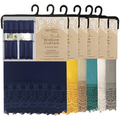 Wholesale 24" Lace Border Window Curtain Set