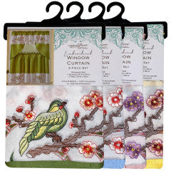 Wholesale Embroidered Assorted bird design Window Curtain Set