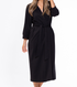Black Cotton Knit Kimono Robe