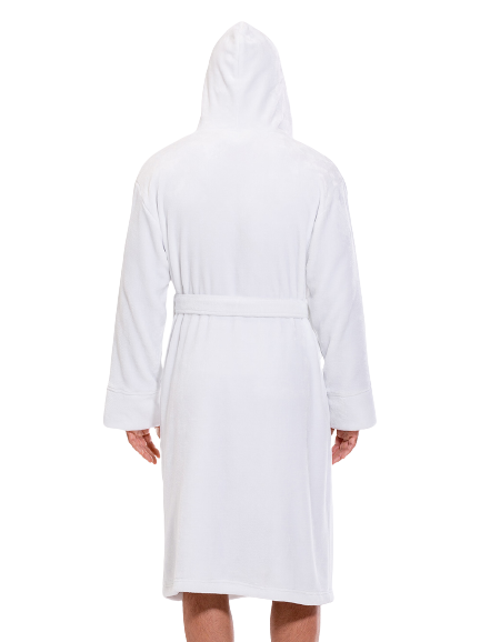 White Men's Bathrobe with Hood
