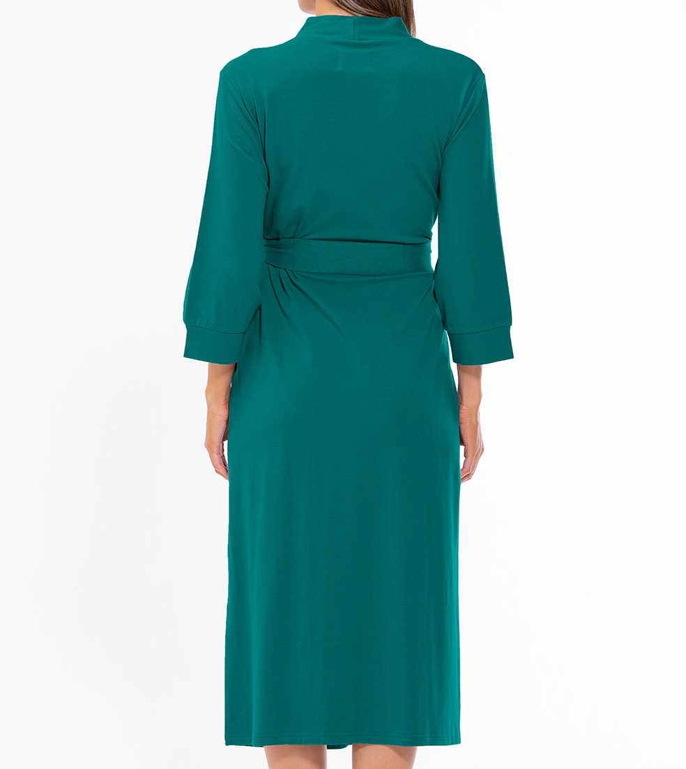 Green Cotton Knit Kimono Robe