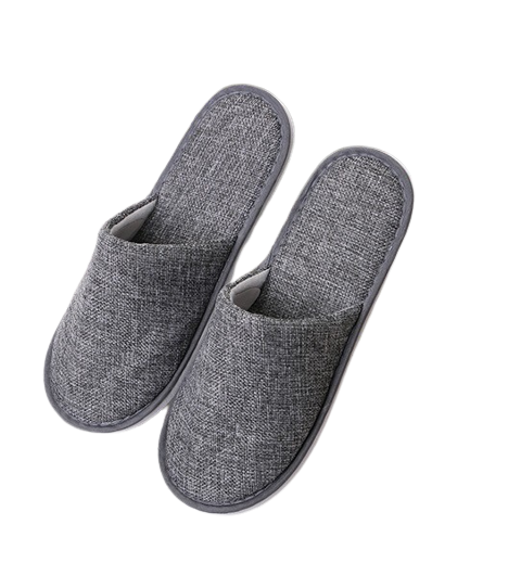 Grey Closed Toe Cotton linen slippers