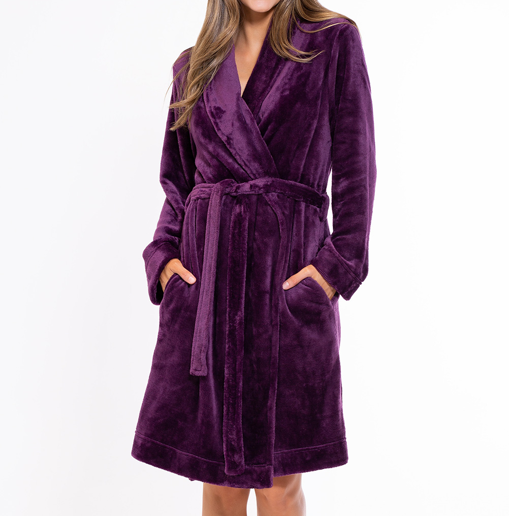 Super Soft Lightweight Plush Shawl Short Women's Robe