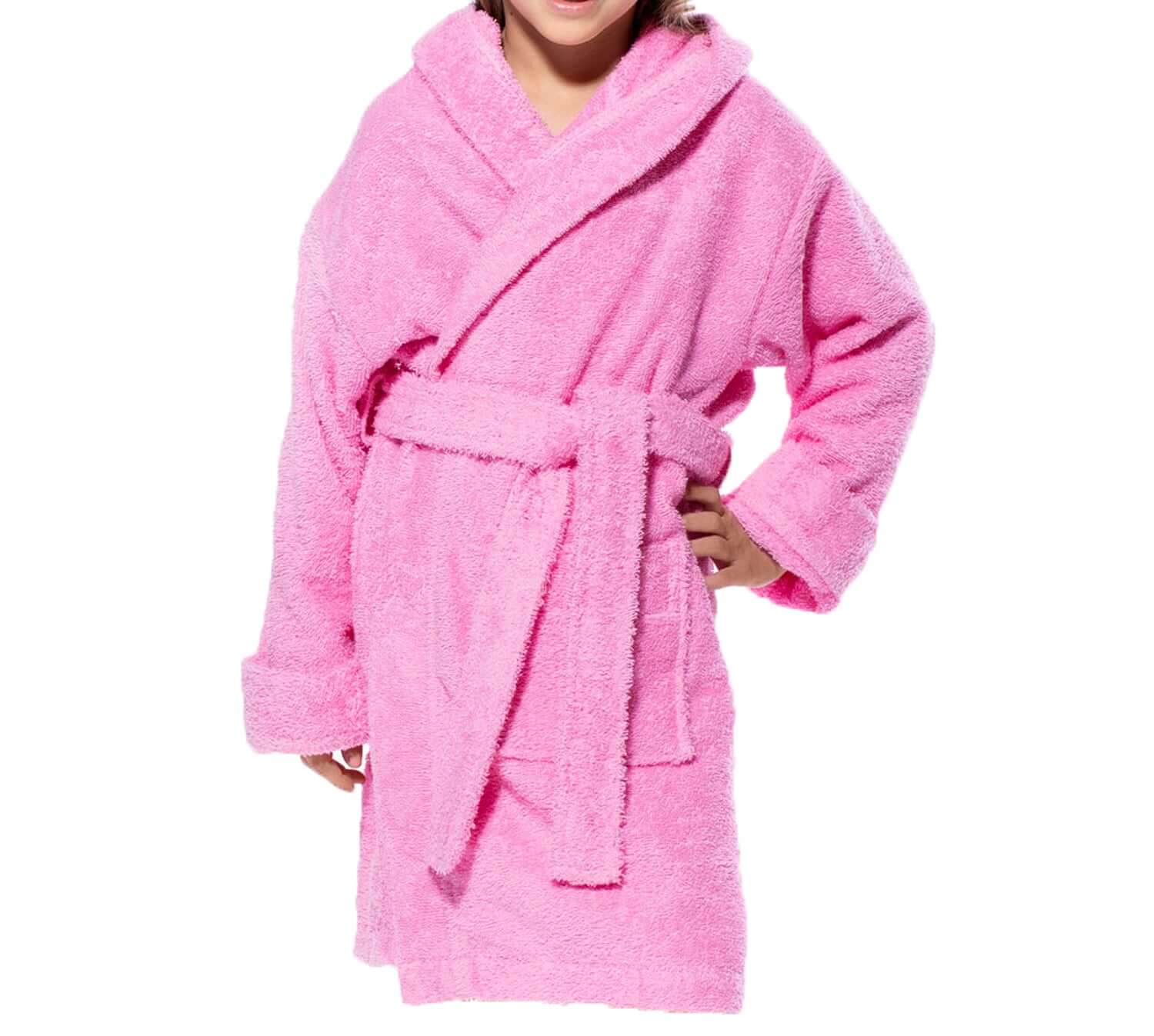 Pink Hooded Terry Bathrobe