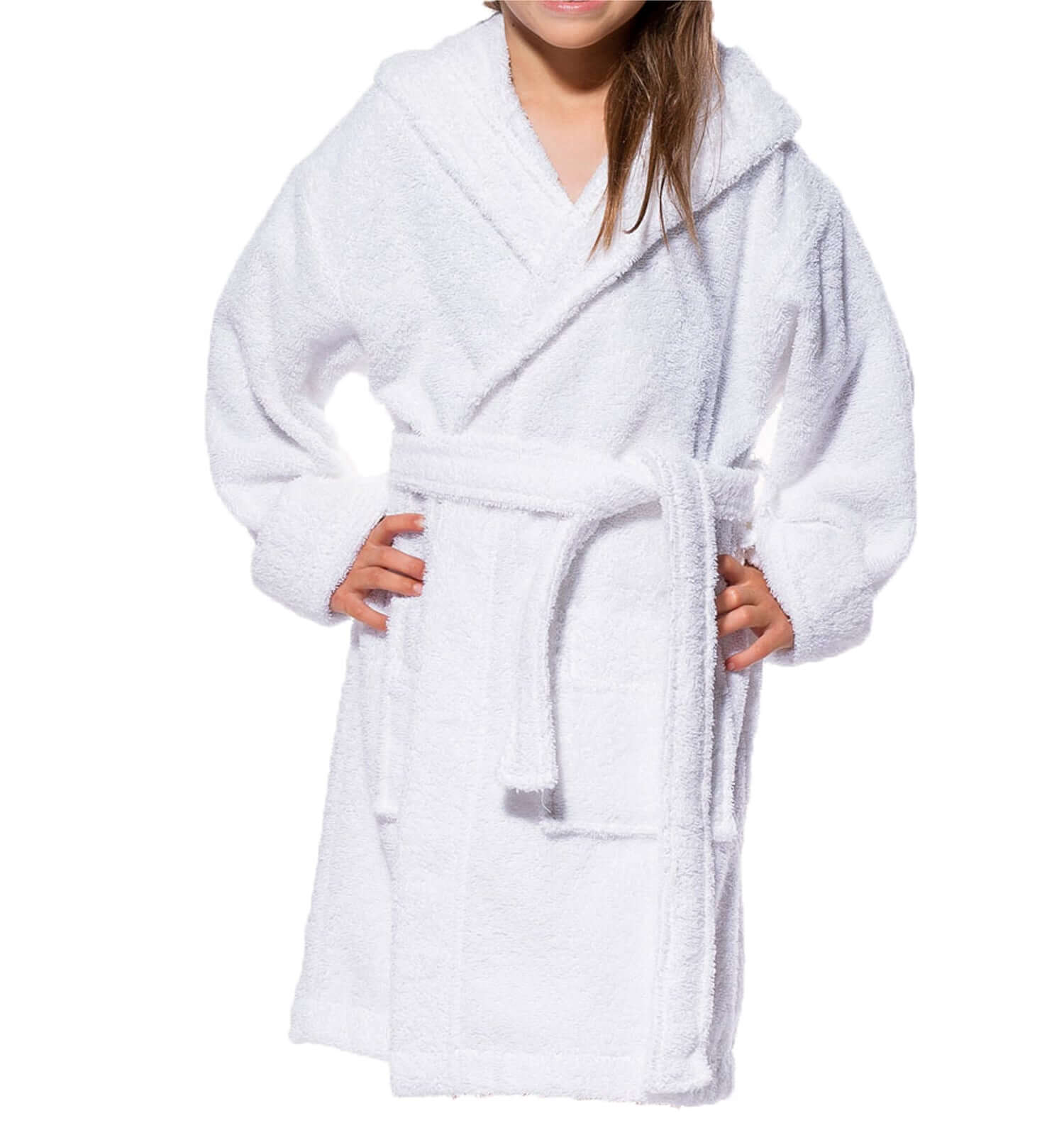 White Turkish Cotton Hooded Terry Bathrobe
