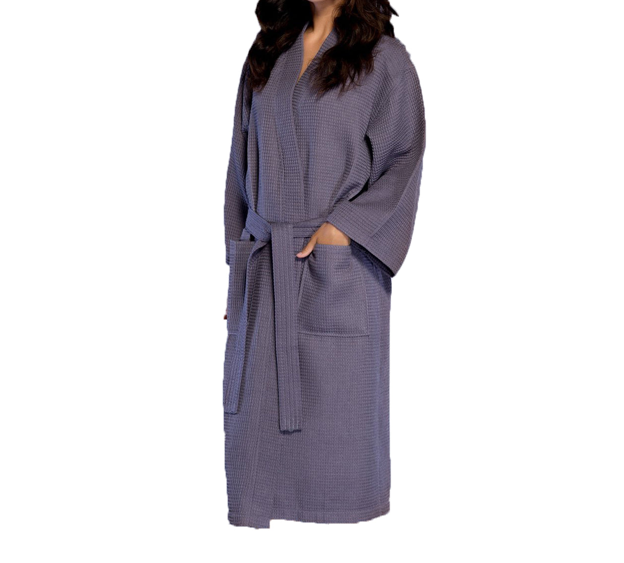 Waffle Kimono Long Robe Square Pattern