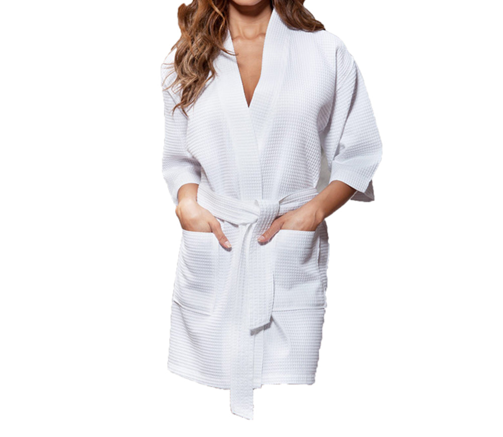 Waffle Kimono Short Robe Square Pattern