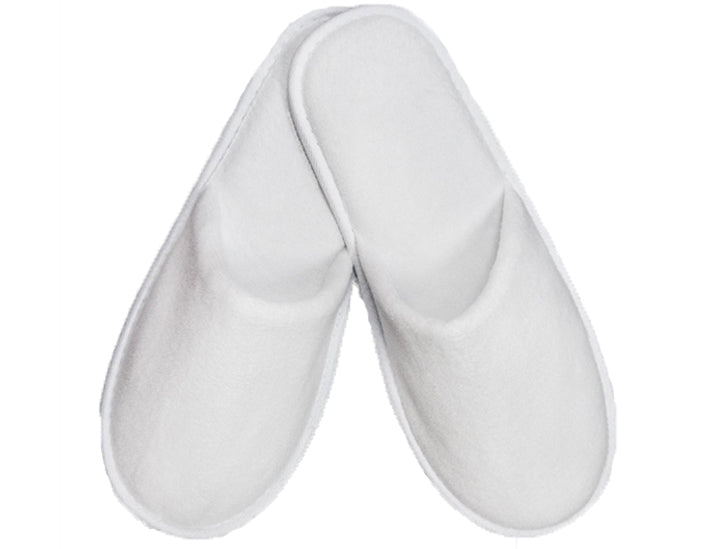 White Closed Toe Adult Velour Slippers