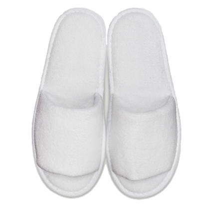 White Open Toe Adult Velour Slippers