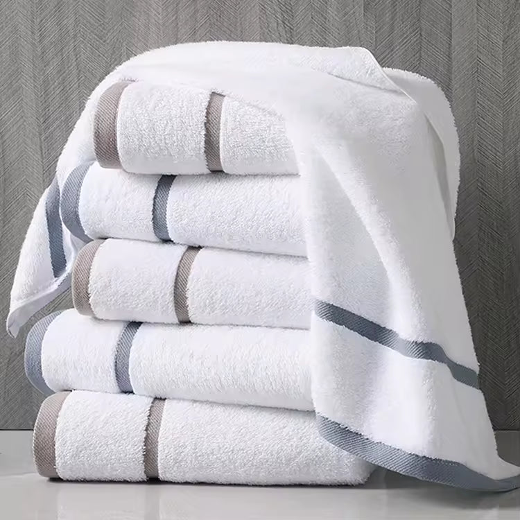 AquaLuxe Custom Embroidered Logo White 100% Cotton Luxury Hotel Bath Face & Hand Towel Set