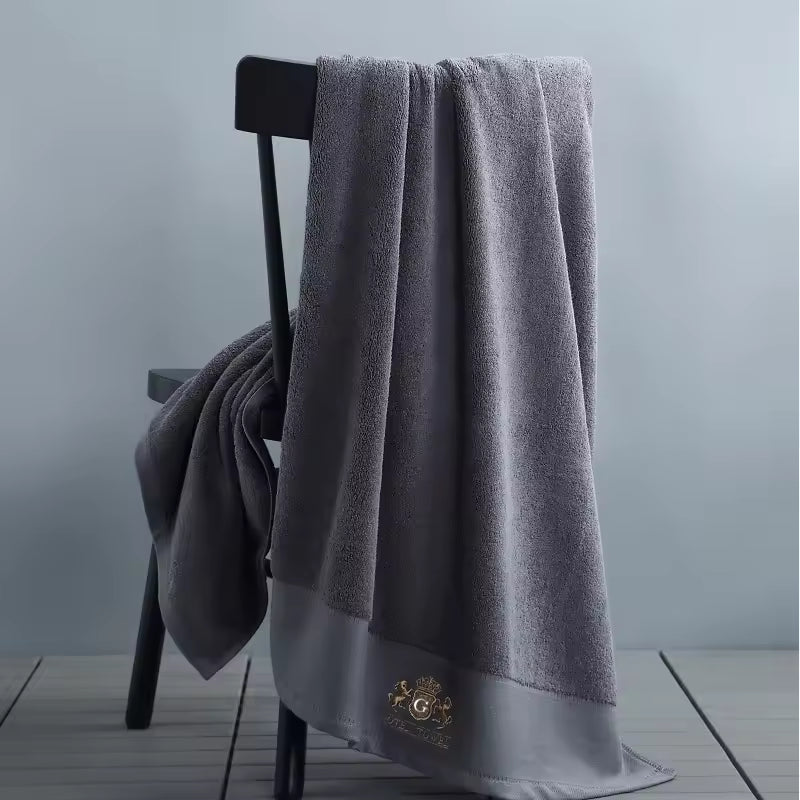 RoyalComfort Luxury 100% Cotton Custom Logo Embroidered Hotel Face Hand Bath Towel Set