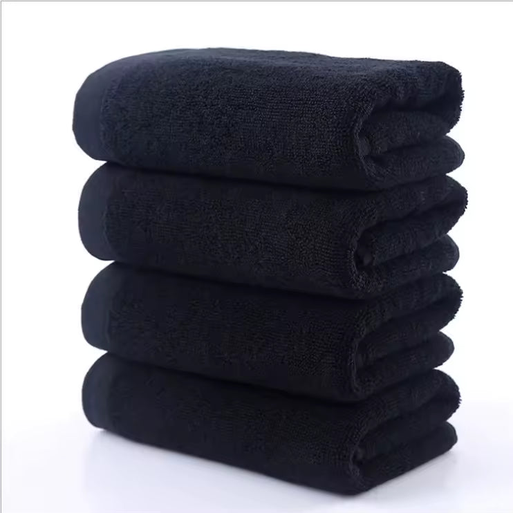 StyleCare Custom Logo 100% Cotton Black Salon Towel for Hairdressing, Barbershop & Spa Use