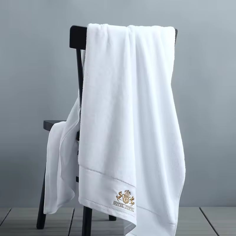 RoyalComfort Luxury 100% Cotton Custom Logo Embroidered Hotel Face Hand Bath Towel Set