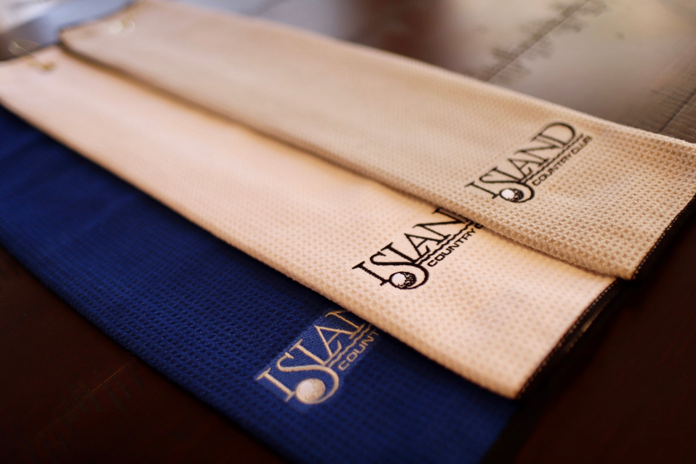 Bulk Promotional Microfiber Waffle Golf Towel With Tri-Fold Grommet