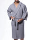 Waffle Hooded Long Square Pattern mens Robe