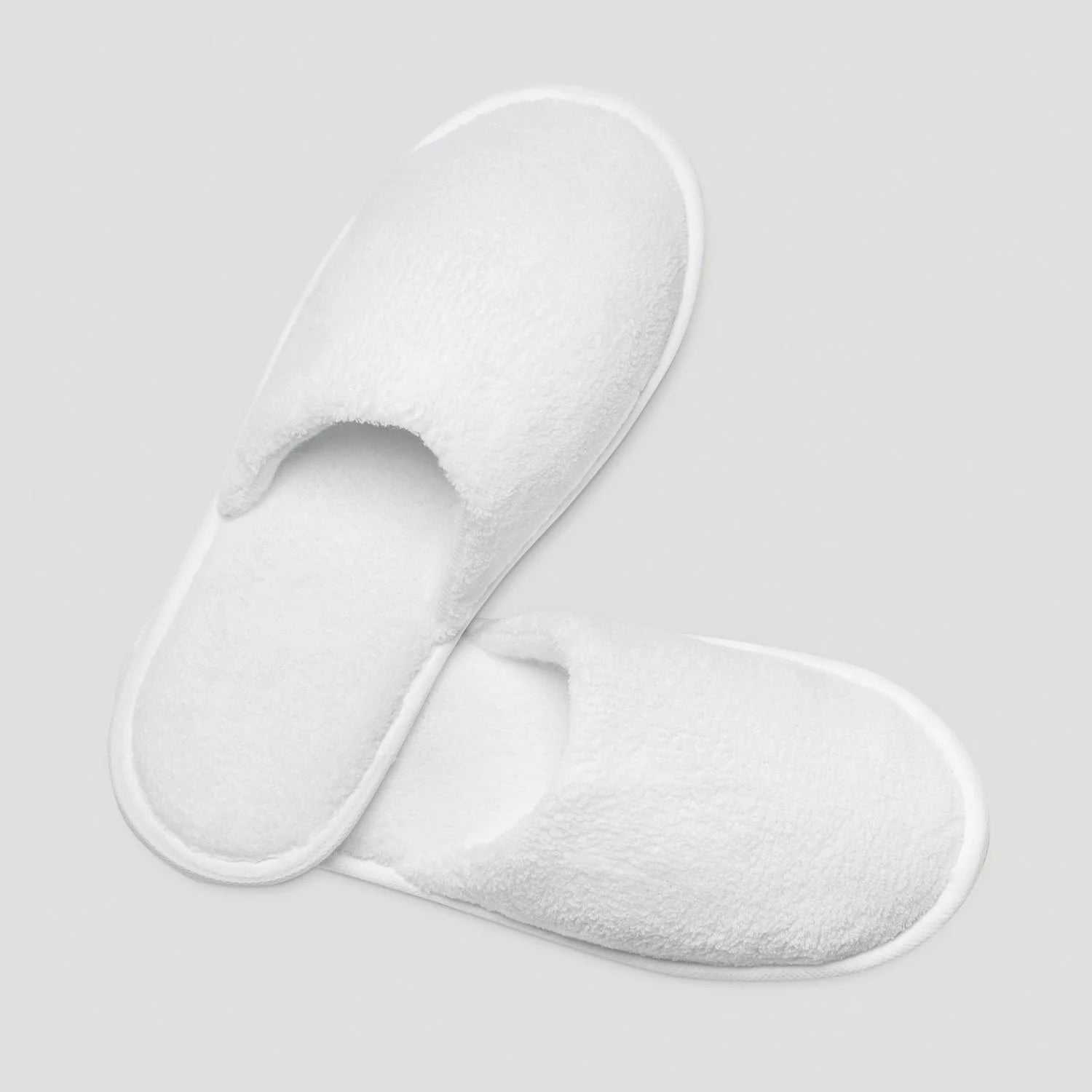 White Closed Toe Adult Fleece Warm Slippers - 6 pack