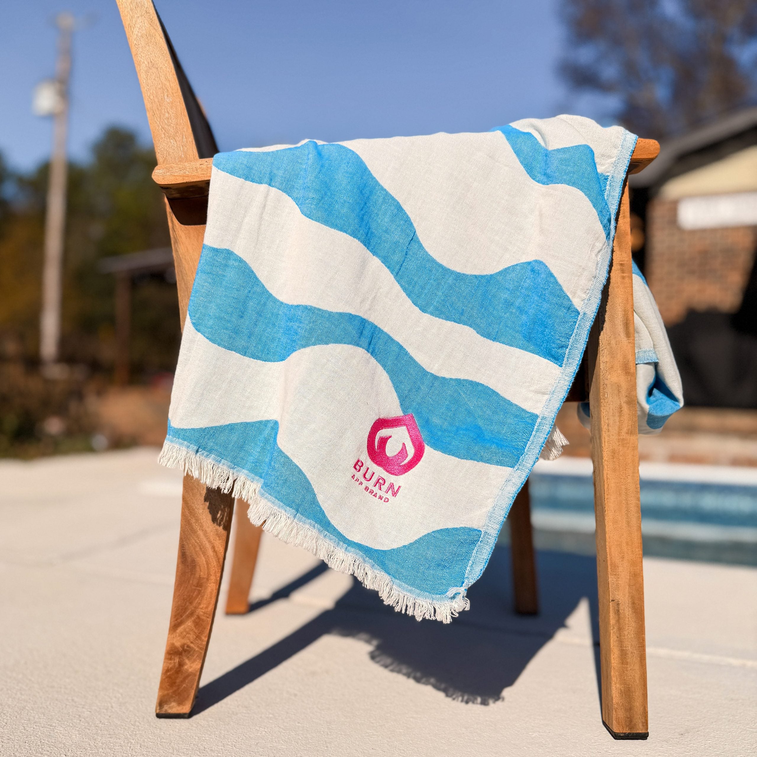 Bulk Embroidered Wavy Stripes Double Faced Peshtemal Towel