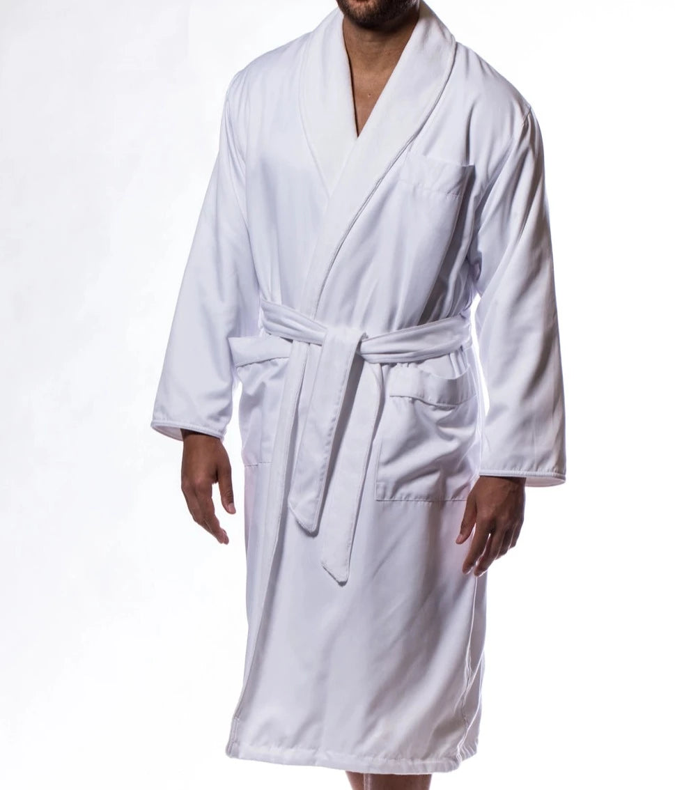 White Luxury Microfiber Plush Lined Mens Robe