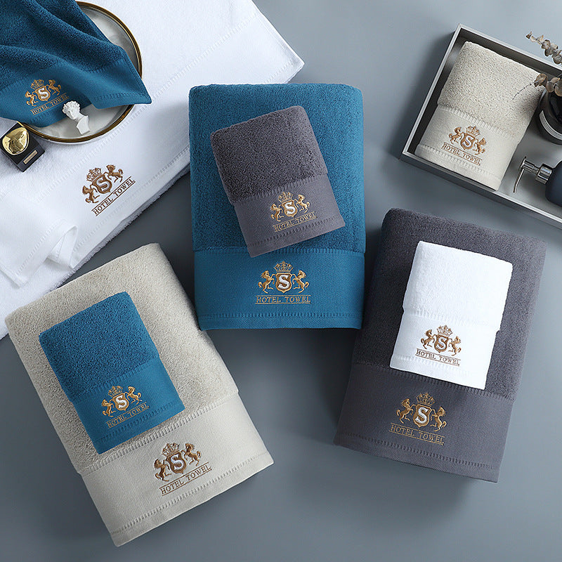 RoyalComfort Luxury 100% Cotton Custom Logo Embroidered Hotel Face Hand Bath Towel Set