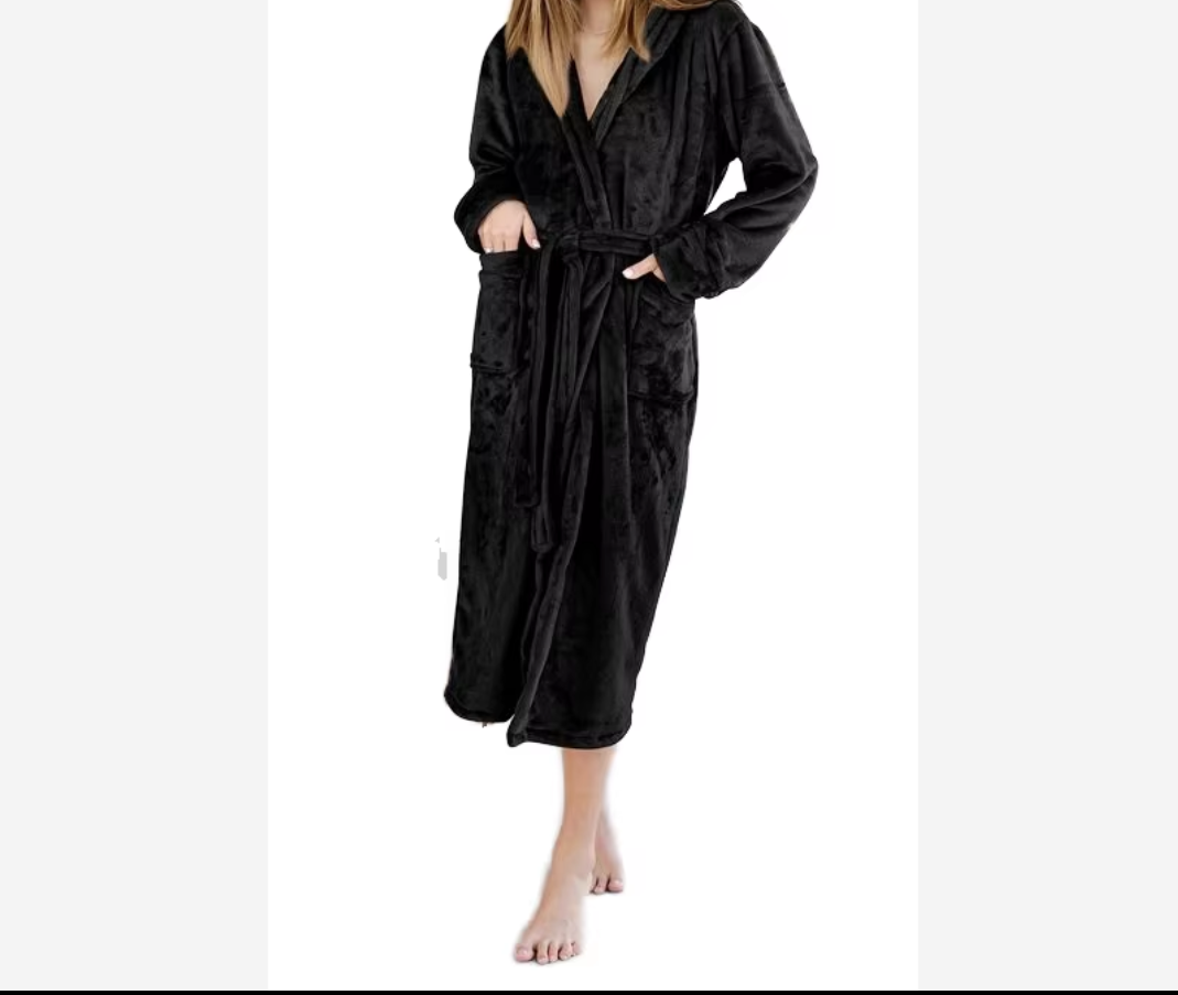 Cloud Plush Hooded Fleece Long Robe Women Sleepwear Dressing Gown