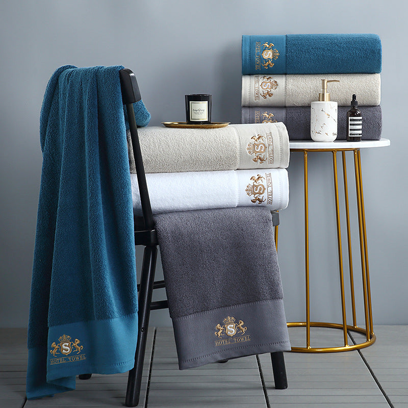 RoyalComfort Luxury 100% Cotton Custom Logo Embroidered Hotel Face Hand Bath Towel Set