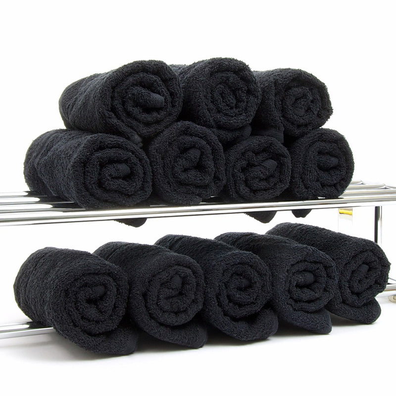 StyleCare Custom Logo 100% Cotton Black Salon Towel for Hairdressing, Barbershop & Spa Use