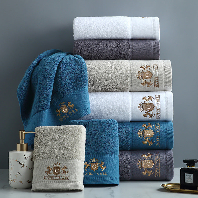 RoyalComfort Luxury 100% Cotton Custom Logo Embroidered Hotel Face Hand Bath Towel Set