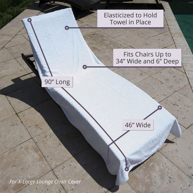 Premium Cotton Terry Sun Lounger Towel Cover with Customized Side Pockets