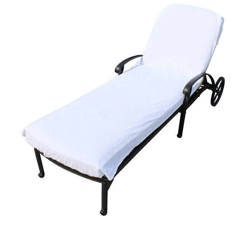 Premium Cotton Terry Sun Lounger Towel Cover with Customized Side Pockets
