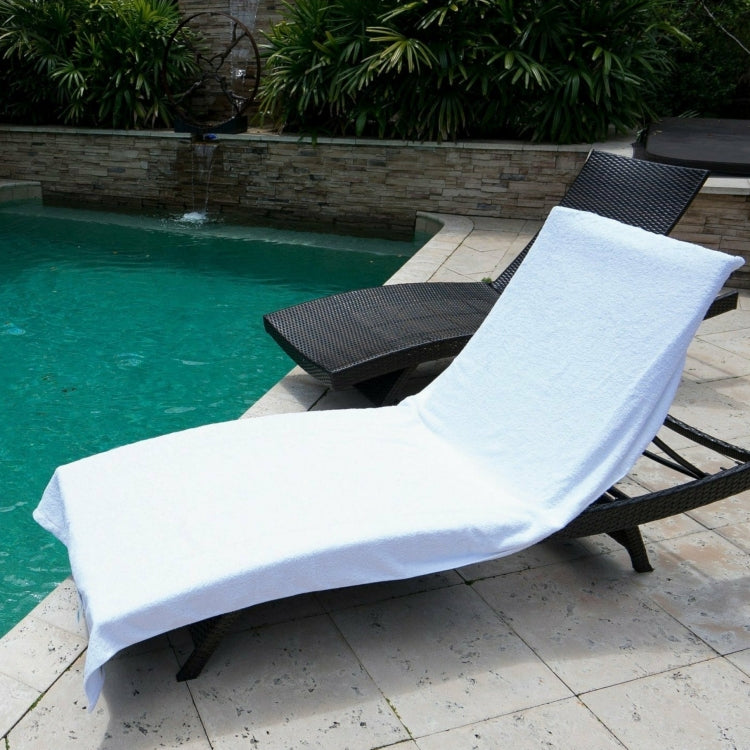 Premium Cotton Terry Sun Lounger Towel Cover with Customized Side Pockets
