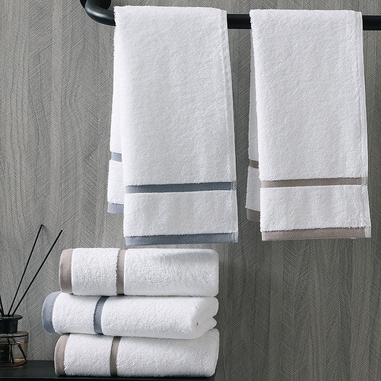 AquaLuxe Custom Embroidered Logo White 100% Cotton Luxury Hotel Bath Face & Hand Towel Set