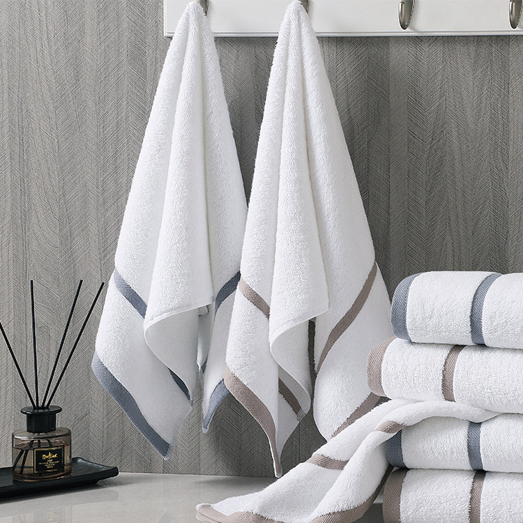 AquaLuxe Custom Embroidered Logo White 100% Cotton Luxury Hotel Bath Face & Hand Towel Set