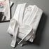 Luxe Shawl Collar Cotton Hotel Spa Velour Waffle Terry Bathrobe Long Length