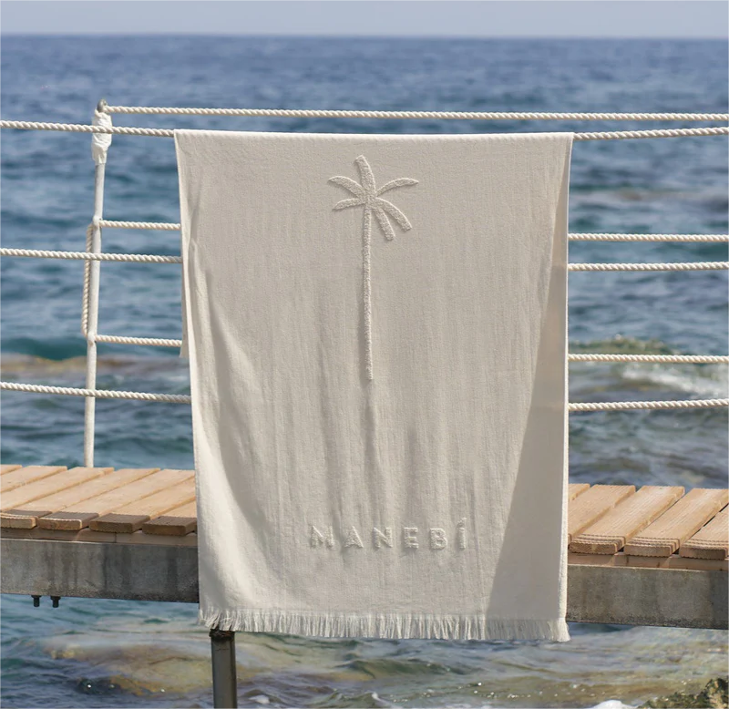 CoastLuxe Custom Embossed High Low Weave Velour Terry 100% Cotton Jacquard Beach Towel