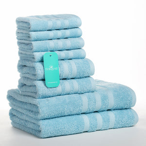 100% Turkish Cotton White 8 Piece Towel Set