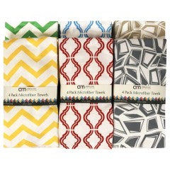 Wholesale 4 Pack solid Assorted designs Microfiber Towels