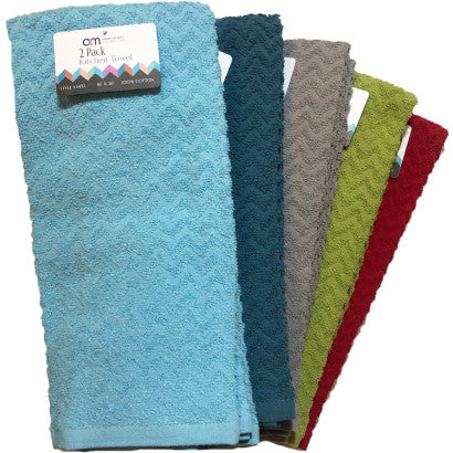 Wholesale 2 Pack Wavy Assorted colors hand towel (72 pairs)