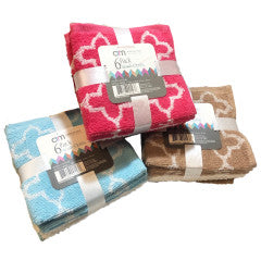 Wholesale 6 Pack 12" x 12" Assorted colors Wash Cloth