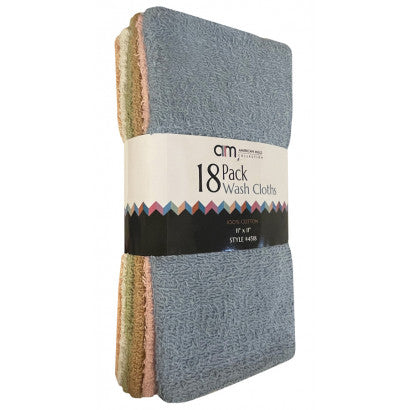 Wholesale 11" x 11" cotton  Assorted colors Wash Cloth (36 pack)