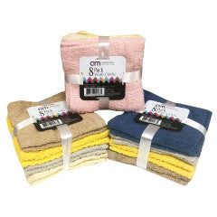 Wholesale 8 Pack 12" x 12" solid color Wash Cloths