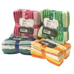 Wholesale 8 Pack Striped Wash Cloths