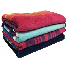 Wholesale 30" x 60" velour colorful striped beach towels.