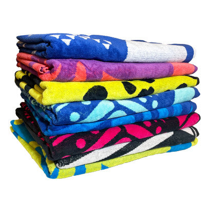 Wholesale assorted dye colorful patterns Velour Beach Towel (24 pcs)