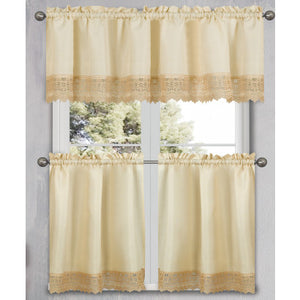 Wholesale 24" Lace Border Window Curtain Set