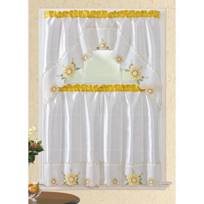 Wholesale 100% Polyester Embroidered Window Curtain Set