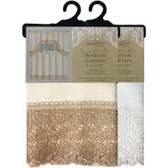 Wholesale berlin Lace Border Window Curtain Set