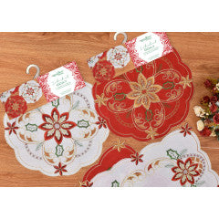 Wholesale 100% Polyester Embroidered Holiday Doily