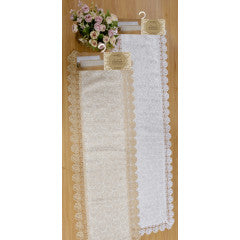 Wholesale Jacquard west palm Table Runner with Lace Border